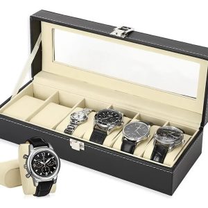 Caja Organizadora Adkar Relojes Semicuero 6 Espacios