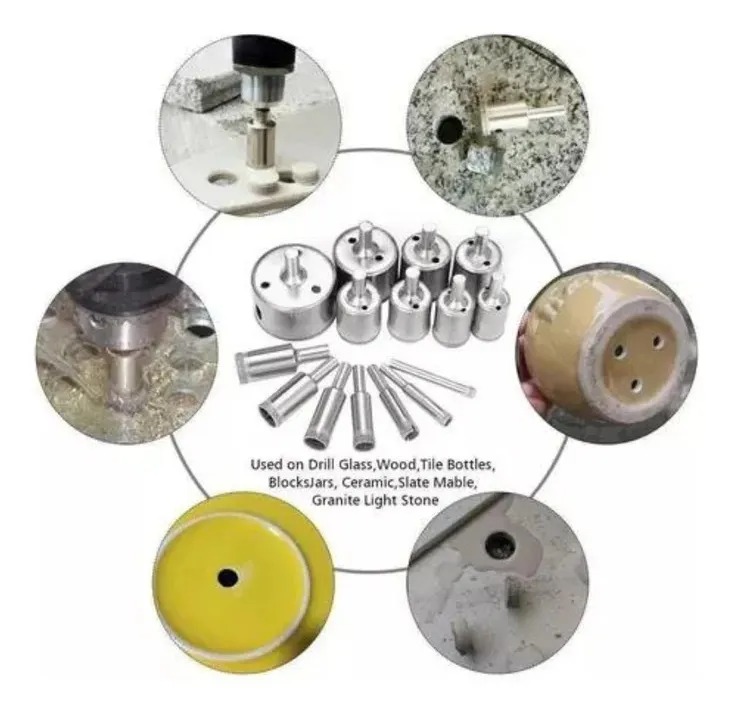 Juego Brocas Diamante 15pzs Cortador Agujero Cerámica Vidrio - Imagen 2