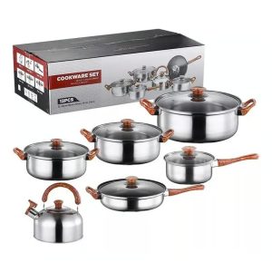 Juego De Ollas De Acero Inoxidable 12 Piezas