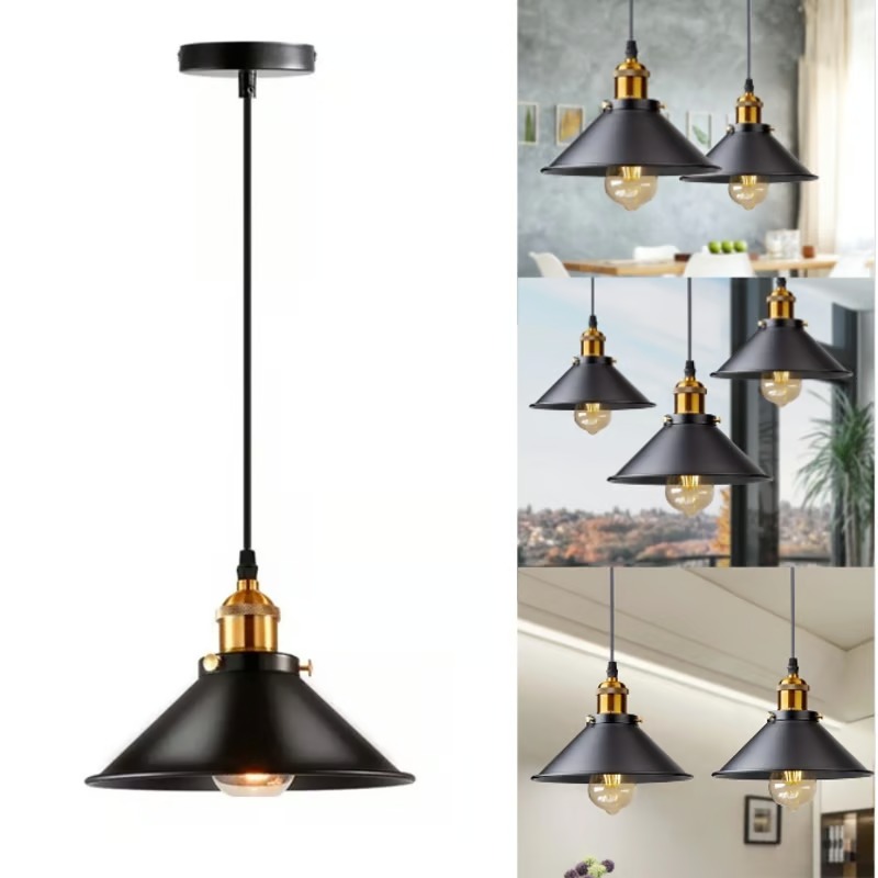 Pack 2 Lámpara Colgante Clásica Negra Mediana