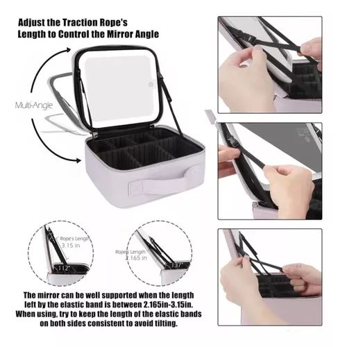Neceser Estuches De Maquillaje Bolsa De Viaje Con Espejo Led - Imagen 9