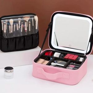 Neceser Estuches De Maquillaje Bolsa De Viaje Con Espejo Led