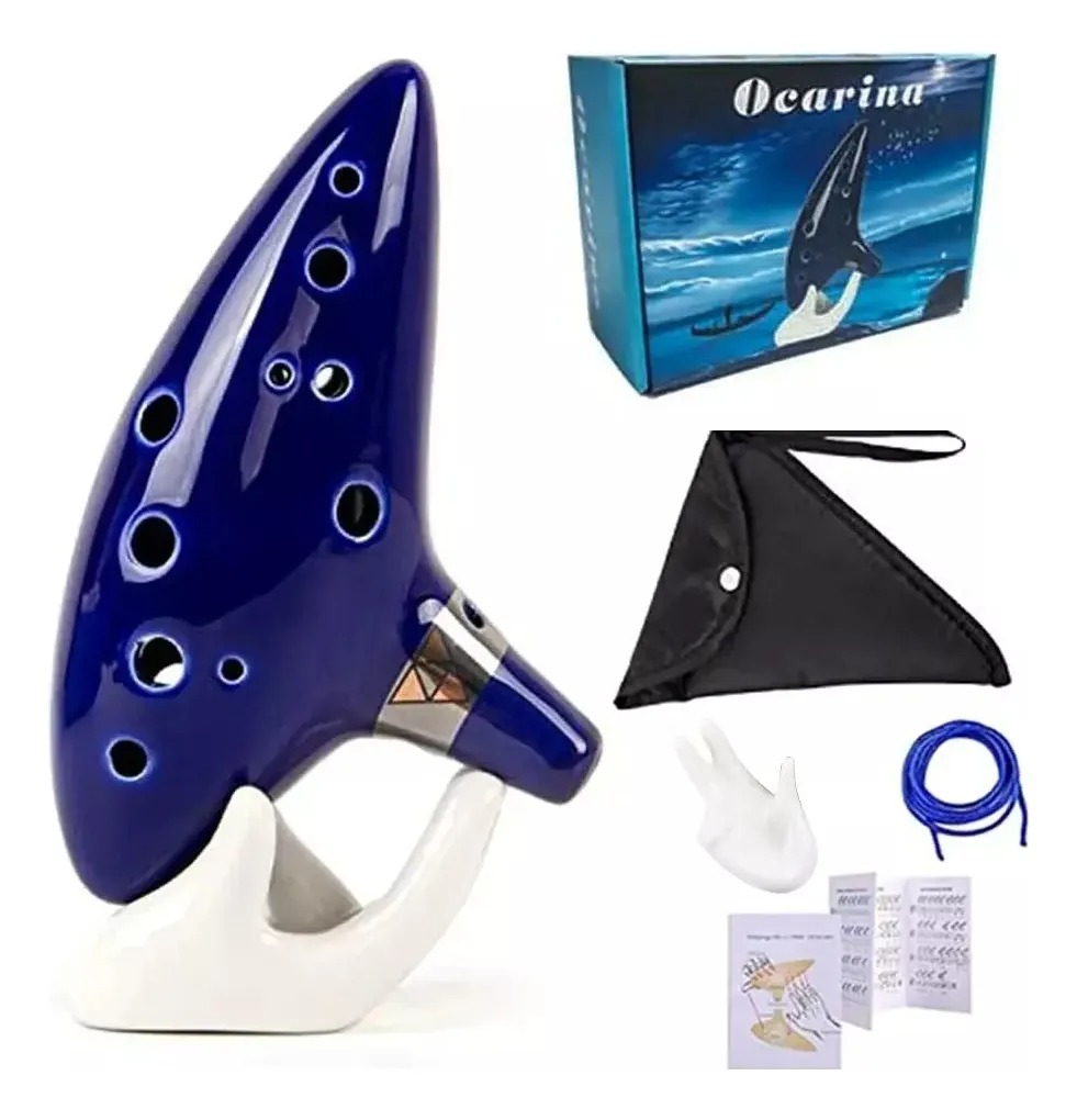 Ocarina De 12 Agujeros De Cerámica De Zelda + Base Do